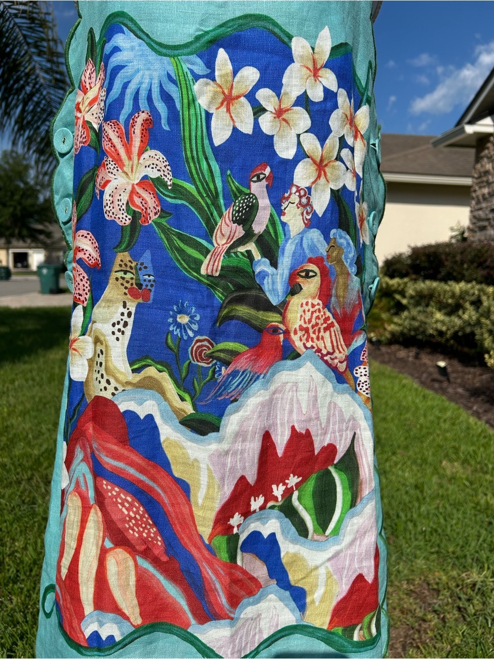 NWT🌷FARM Rio Garden of Life Scarf Square Neck Sleeveless Scallop Hem Mini Dress - Picture 9 of 15